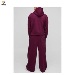 กางเกงวอร์มผู้ชายทรงหลวมขายาวของผู้ชายกางเกงลำลองแบบหรูหราไม่มีลาย300Gsm สเวตเวตเวตเวตเตอร์แบบเรียงซ้อนกันออกแบบได้ตามที่ต้องการ - Product Image 3