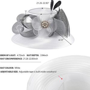 Frauen <span class=keywords><strong>Kentucky</strong></span> Church <span class=keywords><strong>Derby</strong></span> Hut Fascinator Tea <span class=keywords><strong>Party</strong></span> Hochzeits kleid Hüte Weiß - Product Image 3