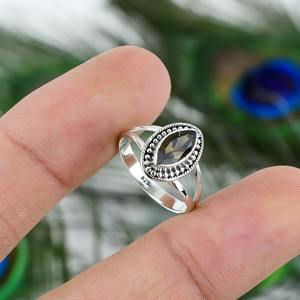 Anillo clásico de cuarzo ahumado Natural de mejor diseño, anillo hecho a mano, Plata de Ley 925 sólida, joyería de plata hecha a mano con estampado de plata 925 - Product Image 2