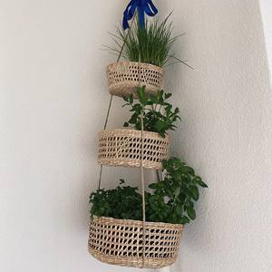 Cesta colgante de pasto marino para frutas y verduras, organizador, estante de almacenamiento tejido a mano - Product Image 4