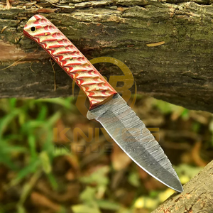 Handmade DIY Customizable Damascus Steel Hunting <b>Knife</b> Deer Horn Handle Outdoor Camping Survival <b>Knife</b> Leather <b>Sheath</b> OEM - Product Image 2