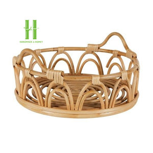 Plateau de service rond en rotin écologique à vendre, avec poignée, pour plats OEM, assiettes, décoration de table, en provenance du Vietnam - Product Image 1