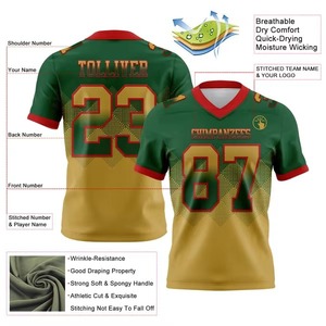 เสื้อเจอร์ซีย์อเมริกันฟุตบอลไล่ระดับสีของแท้มีรูปทรงสี่เหลี่ยมและผ้าตาข่ายสำหรับทีมเยาวชนชุดฝึกซ้อม - Product Image 2