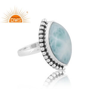 Dernières tendances en argent sterling oxydé Larimar naturel pierre précieuse Marquise Design bague empilable fabricant de bijoux personnalisés - Product Image 2