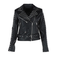 Jaket Kulit Asli Berkualitas Tinggi, Laris Manis, dengan Logo Kustom, Jaket Biker Bertabur Stud Kulit Hitam