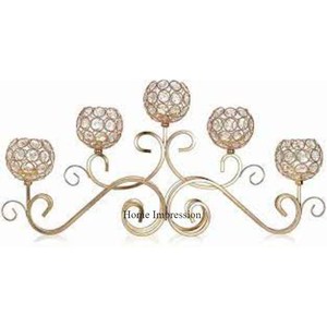 เชิงเทียนคริสตัลคุณภาพสูง3ชุดฐานโลหะชุบทองและขาตั้ง - Product Image 3