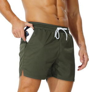 Shorts de course d'entraînement pour hommes personnalisés, séchage rapide, été, taille élastique, 100% polyester, shorts amples décontractés, style décontracté, motif uni - Product Image 1