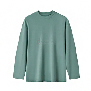 T-shirt surdimensionné à manches longues pour hommes de qualité supérieure en polyester/coton respirant Design vierge uni personnalisé pour adultes - Product Image 1