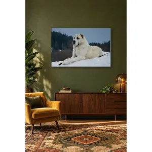 Impresión en lienzo de un perro pastor blanco Fida durmiendo en la nieve - Product Image 2