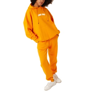 Logo personnalisé survêtements pour femmes 100% coton polaire Baggy Style décontracté jogging ensemble 2 pièces sweat à capuche surdimensionné Fit pantalons de survêtement - Product Image 1