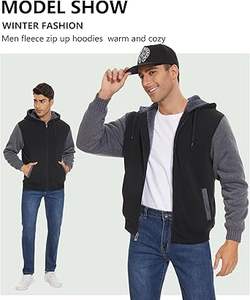 Sudaderas con capucha informales de invierno para hombre, ropa de moda de Color sólido, ajuste Regular 100%, forro polar de algodón, respetuoso con el medio ambiente, transpirable, de secado rápido - Product Image 5