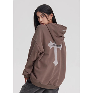 Sudadera con capucha de moda para mujer, estampado de hojaldre personalizable con logotipo en la parte delantera y trasera, técnica de lavado ácido antiretráctil para otoño - Product Image 6