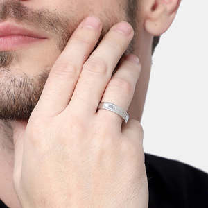 NOVAMART Fine 925 Sterling <b>Silver</b> Hexagon Band <b>Ring</b> Rhodium Plated Fine Jewelry with Bezel Setting Gemstone Wholesale Export - Product Image 4