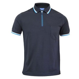 Camiseta Nueva Moda Color Azul Marino Antiarrugas Casual con Cierre 100% Algodón para Hombre - Product Image 5