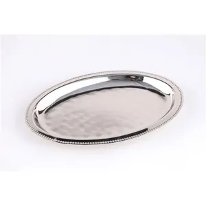 Bandeja de Metal Moderna Hecha a Mano para Decoración de Lujo, Bandeja Multifuncional de Aluminio Vintage de Estilo Costero con Diseño Floral de Cuerda, Zahid Exports - Product Image 1