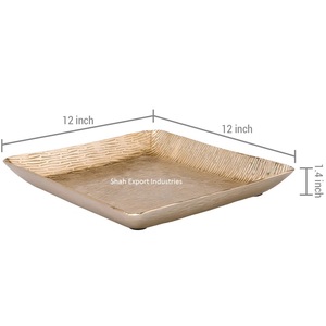 Heavy Duty Brass Food Serving <b>Tray</b> Square Shape Gold Finished for Home and Hotels Snacks & <b>Drinks</b> Serving <b>Trays</b> - Product Image 6