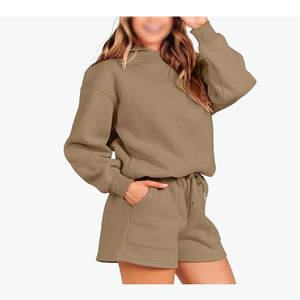 Conjunto de Sudadera con Capucha y Pantalones Cortos para Mujer, Logotipo Personalizado, Alta Calidad, OEM, Ajuste Holgado, Top Largo por Encima de la Rodilla, Talla Grande - Talla 6XL, Gran Venta - Product Image 4