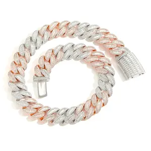 Cadena Cubana Miami de Latón con Zirconia en Forma de T de 20mm, Oro Rosa, Joyería Hip Hop, Regalo de Boda para Hombres, 18-24 Pulgadas, Venta al por Mayor B2B - Product Image 2