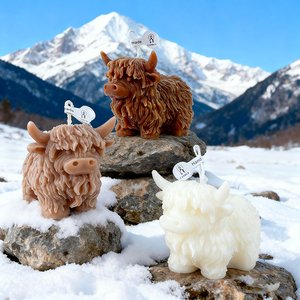 Bougie artisanale en cire de soja en forme de vache des Highlands, écologique, aromathérapie, décoration de maison mignonne pour les fêtes, cadeau pour Diwali, Noël - Product Image 5