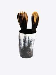 2024 más vendido cuerno mezcla y cocina ensalada servidor Natural búfalo vaca ensalada servidor 2 uds conjunto cuerno tenedor y cuchara para fruta - Product Image 5