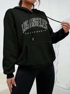 Nouveau pull imprimé à épaules tombantes 100% sweats à capuche en gros en coton biologique pour femme personnaliser des sweats à capuche au design élégant - Product Image 6