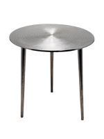Table d'appoint industrielle en métal fini antique argenté minimaliste Table basse à base ovale modèle de moulage de meubles d'extérieur
