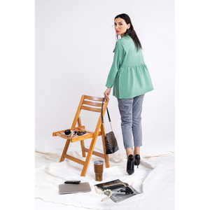 Túnica Ligera de Algodón Viscosa Teñida en Verde para Mujer - Product Image 1