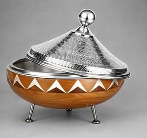 Luxury High Quality Eco-Friendly Wooden Stainless Steel Handcrafted Casserole Serving <b>Pot</b> Classic Covered Bowl All Stoves - Product Image 1