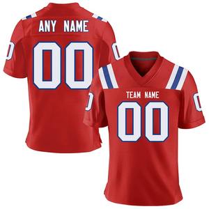 Maillot de football américain personnalisable bleu marine rouge blanc respirant uniforme d'équipe avec nom et numéro personnalisés pour hommes femmes jeunes - Product Image 4