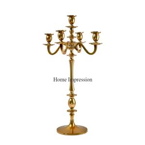 High Grade <b>Gold</b> Plated 5 Arms Haevy Duty Metal Luxurious Look Festive and Party Table Centerpiece and Wedding Decorations - Product Image 1