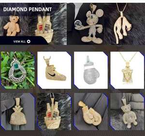 Pendentif en diamant personnalisé de 25 grammes, en or de 14kt, en vrai diamant, pendentif fin, bijoux Hip Hop, vente en gros - Product Image 3