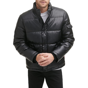 Chaleco acolchado de lona ligero para hombre con cuello levantado y decoración de bolsillo Logotipo personalizado en estilo de calle principal frontal - Product Image 1