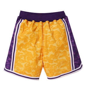 Pantalones Cortos de Baloncesto para Hombre, 100% Poliéster, Corte Holgado, Rayas, Cintura Elástica, Estampado Completo, Doble Malla - Product Image 3