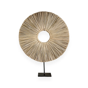 Cerceau et support en jonc de mer naturel minimaliste au design Art déco pour étagère de table d'appoint de hall ou format de corde de rebord d'image - Product Image 1