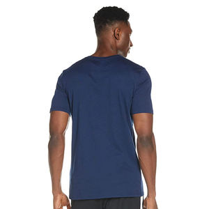 T-shirt homme bleu marine foncé uni décontracté coupe classique à manches courtes col rond basique - Product Image 5