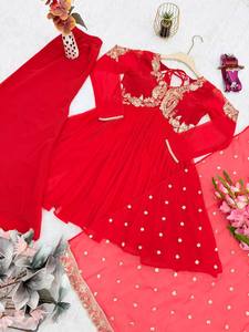 NUEVO DISEÑO Dhwaja Export Kurta/Kurti de Fiesta para Mujer con PLAZO, Georgette Pesada, Modal Puro, Muselina - Product Image 6