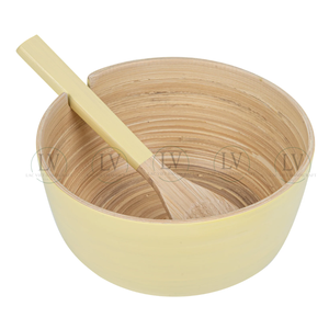 Wholesale Customized Logo Eco-friendly Handcrafted Spun Bamboo Salad Bowl Serving Spoon Set Kitchen <b>Utensils</b> Made in Vietnam - Product Image 2