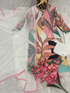 คอลเลกชันผ้ามัสลินสำหรับผู้หญิงคอลเลคชั่นใหม่ที่มีดีไซน์พิมพ์ดิจิตอลและผ้าจอร์เจียประดับลูกไม้แฟนซี - Product Image 6