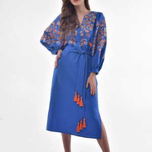 Vestido corto elegante de estilo Hippie para mujer, diseñador, bordado ucraniano, accesorio de talla grande, decoración de borlas, vestidos informales - Product Image 1