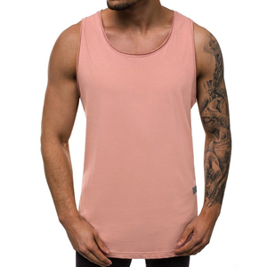 Wholesales Color Customized Logo <b>Men</b> Rib Fabric Spandex Cotton Collar Casual <b>Singlets</b> <b>Men</b> Vest O Neck <b>Men</b> Tank Top - Product Image 3