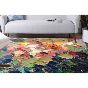 Tapis à fleurs abstraites et colorées, tapis décoratif style peinture à l'huile, tapis imprimé, tapis à poils doux - Product Image 2