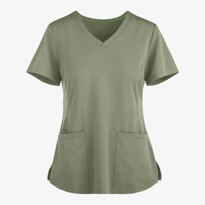 Uniforme médical en coton mélangé denim, unisexe, pour médecin et infirmière, vêtements de travail, t-shirt à col en V - Product Image 2