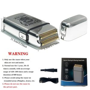 Afeitadora Eléctrica de Doble Lámina para Hombre, Recortadora de Barba y Vello con Alimentación USB, Velocidades Ajustables, Afeitado de Doble Cuchilla para Rostro - Product Image 3