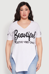 Camiseta gráfica hermosa de calidad OEM/ODM hecha a medida de última tendencia para mujer de talla grande diseño único Ropa De Mujer al por mayor BD - Product Image 3