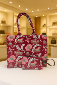 Matelassé femmes bohème ordinateur portable sac fourre-tout indien solide motif coton tissu fermeture à glissière pochette complémentaire pour le Shopping - Product Image 2