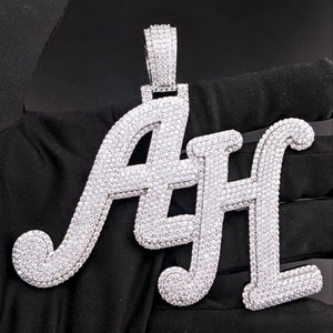 Pendentif en diamant Moissanite taille ronde pour pendentif de style Hip Hop cadeau de mariage pour homme en argent sterling 925 - Product Image 1