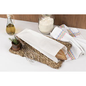 Sac en papier blanc 9+5x32cm 35gsm résistant à la graisse, papier professionnel, 1000 pièces, B2B - Product Image 1