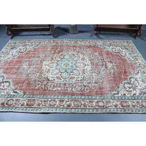 Tapis turc, grand tapis de 5,5 x 8,6 pieds, tapis vintage en laine marocaine rouge - Product Image 3