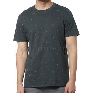 เสื้อยืดผ้าฝ้ายแขนสั้นสำหรับผู้ชายทรงพอดีตัวปกติพิมพ์ลายเต็มตัวดีไซน์ใหม่ OEM 100% - Product Image 1