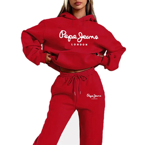 Venta caliente simple ropa deportiva de mujer Sudadera con capucha de manga larga + conjunto de pantalones mujeres deportes ropa deportiva al aire libre - Product Image 5
